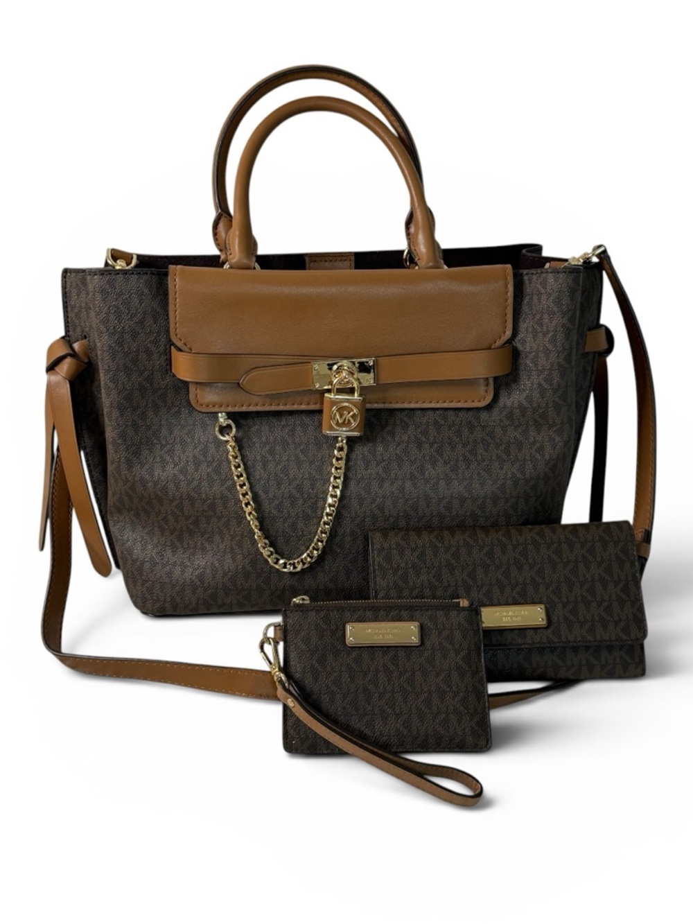Michael Kors Hamilton Legacy Logo Large Belted Satchel with Wallet & Wristlet